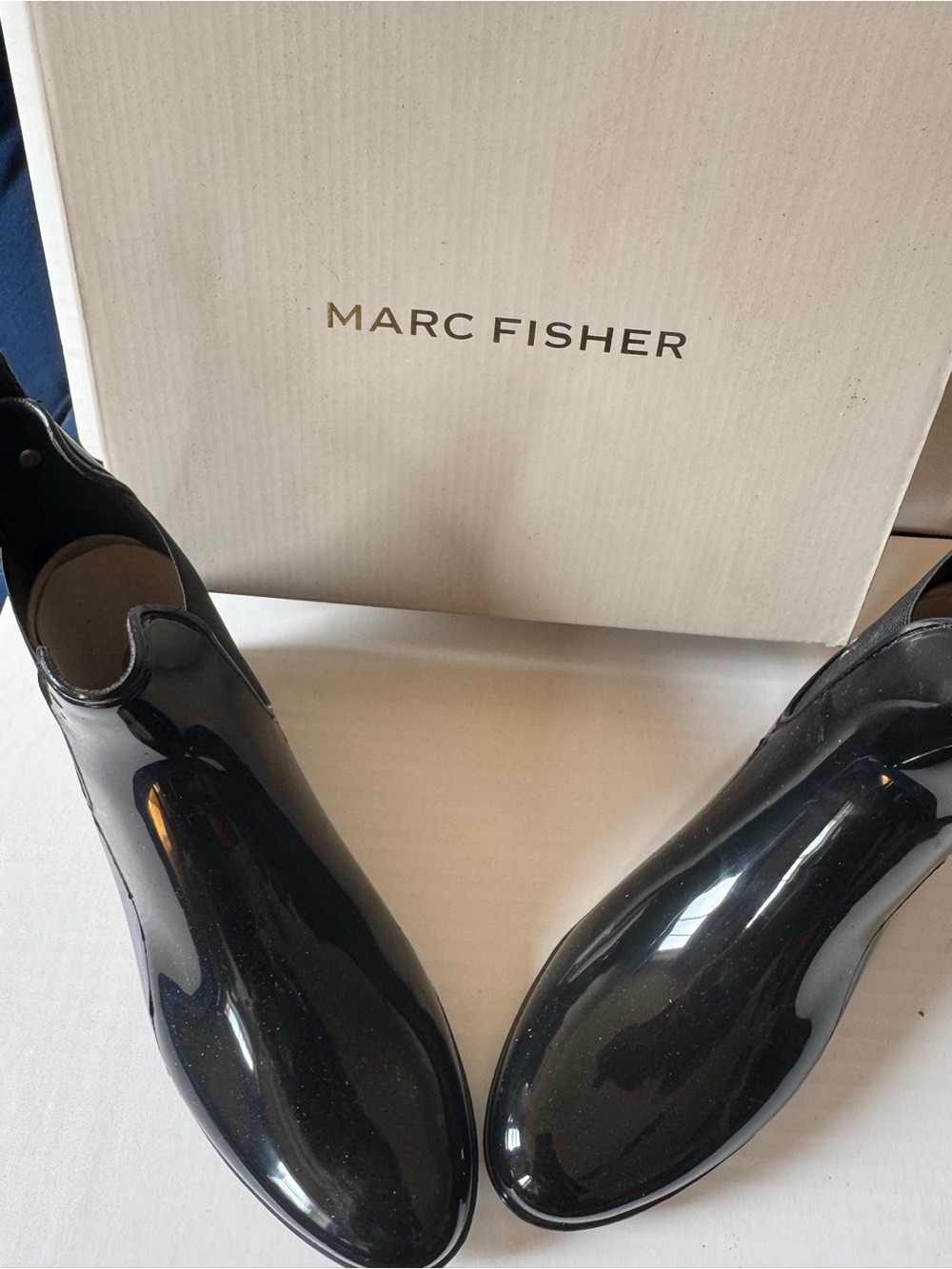 Marc Fisher Women’s Glossy Black Chelsea Rain Boots
